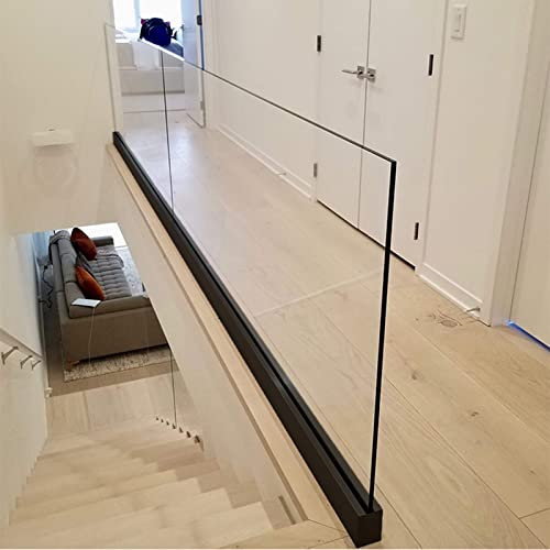 Aluminium-Schienensystem für Balkon und Terrasse, Glasbodenschienensystem mit schwarzer Treppengeländer-Klemme, Terrassendielen, Treppen, Treppengeländer, Flurzzaun, 3 m lang