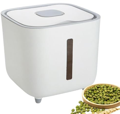 Dispensador de cereales, contenedor de arroz, hermético, apilable, 10 kg, portátil, con capacidad y tapa, cubo de viaje, grande, resistente a la humedad, para nueces,