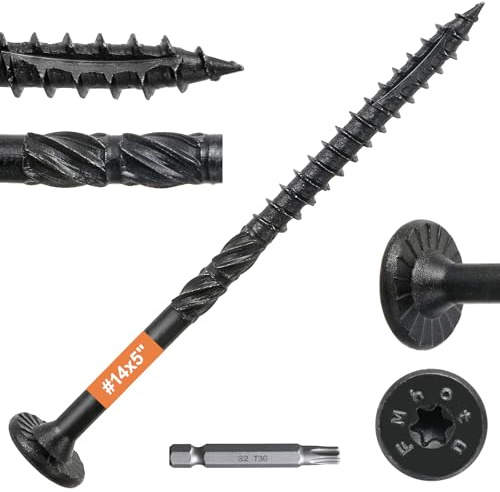 #14 x 5 Wood Structural Lag Screws 54Pcs Star Drive Decking Screws, Rust Resistant Timber Screws for Timber/Log/Landscaping Wood