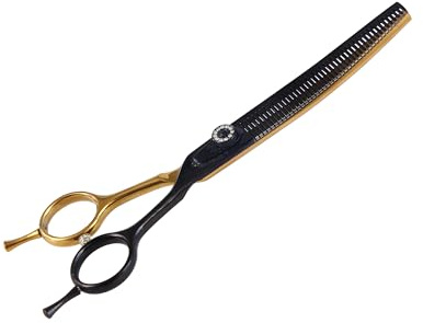 7 Curved Thinner Dog Scissor, Curved Fluffer Scissors, 43 Teeth, 50% Thinning Rate, Professional Pet Shear for Groomer, Ergonomic Dog Grooming Scissor, Dogs Shear for Grooming to remove bulk quickly