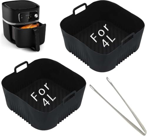 Pack of 2 Silicone Moulds Hot Air Fryer for Philips Airfryer Accessories - Silicone Baking Mould Dual Basket for Philips Essential 4.1 L (HD9252, HD9200, HD9255) Reusable Instead of Baking Paper