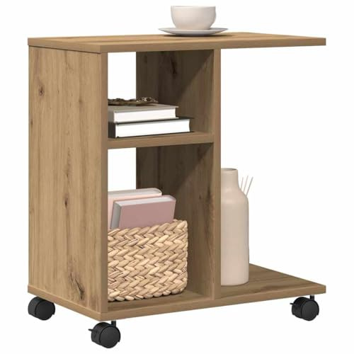 vidaXL Beistelltisch Artisan-Eiche 50 x 30 x 55 cm Holzwerkstoff | Einfach zu transportieren mit 4 Rollen, Bietet viel Platz zum Verstauen von Gegenständen,