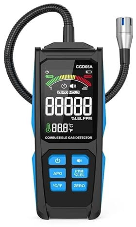 Detector de gas combustible con pantalla a color, carga tipo C, comprobador de gas natural inflamable, alarma de vibración sonora, analizador de alcohol GLP Sensores precisos para una detección rápida