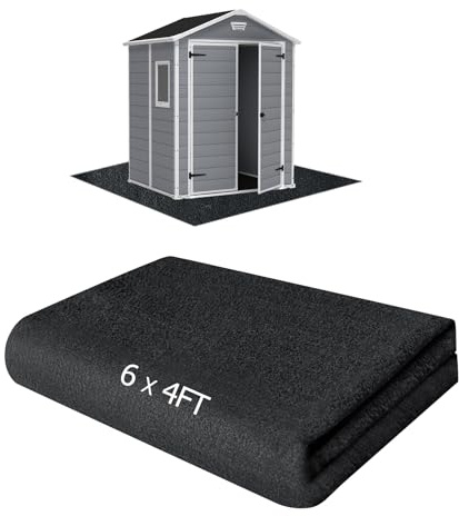 RUNZEG Outdoor Storage Shed Floor Mat, 6 * 4FT Waterproof Washable Garden Flooring Pad with Non Slip Backing, Soft Furniture Patio Covering Carport dust Oil Mat-Tool Shed, Storage Shed Not Included