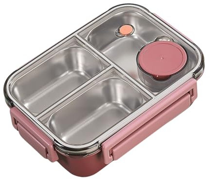 Lonchera de acero inoxidable con separadores sellados, contenedor de almacenamiento de alimentos a prueba de fugas, vajilla segmentada para uso diario