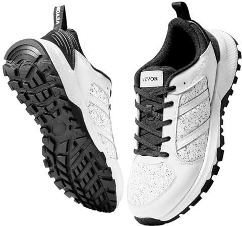 VEVOR Cross träningsskor, W Wide sneakers, UK-storlek 10, bred tå-boxskor med fotvalvstöd och justerbar snörning, träningsskor för löpning, gymnastik, hundpromenader och tyngdlyftning (vit), Vitt