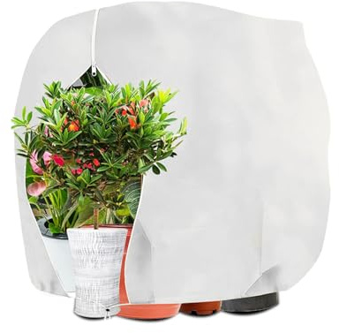 Kimgull 1 housse de protection hivernale pour plantes, protection hivernale, sac de protection en pot avec cordon de serrage, réutilisable, sac de protection hivernal, respirant, indéchirable, 160 x
