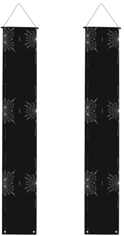 JKDGOJ Fledermäuse Kreuz Spinnennetz Bild Wandbehang Banner Abschlussfeier Veranda Hänge-Stil, geeignet für drinnen und draußen, 30,5 x 180,5 cm