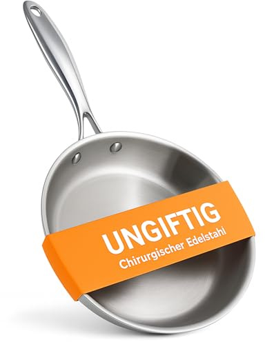 Ziruma Padella antiossica in acciaio inox di grado chirurgico, 24,1 cm, completamente rivestita per un calore veloce e uniforme, senza PFOA, compatibile con induzione, adatta al forno fino a 260 °C