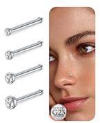 LAURITAMI Set med 4 näspiercingar i silverfärgat titan 20 g 1,5 mm 2 mm 2,5 mm 3 mm i L-form för män och kvinnor, 20G, Titan
