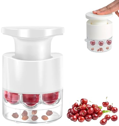 Cherry Stoner Remover,Push Type Cherry Corer,Cherry Pip Remover with Collection Container,Cherry Pitter Tool,Cherry Destoner,Cherry Pitter Tool Pit Remover,Suitable for Cheeries,Cranberries(White)