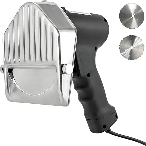 PioMue Affettatrice elettrica Portatile per Kebab, coltelli per Kebab Gyros, Coltello Elettrico Professionale per Kebab, 80 W, 2 Lame, per Barbecue da Ristorante Wired