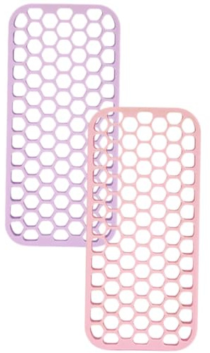 Silikon Haarglätterhalterung für Heiße Haarstylinggeräte, 2 Stück | Hitzebeständige Unterlage, Rutschfest, Schützt den Tisch, für Salon und Zuhause, Violett Rosa