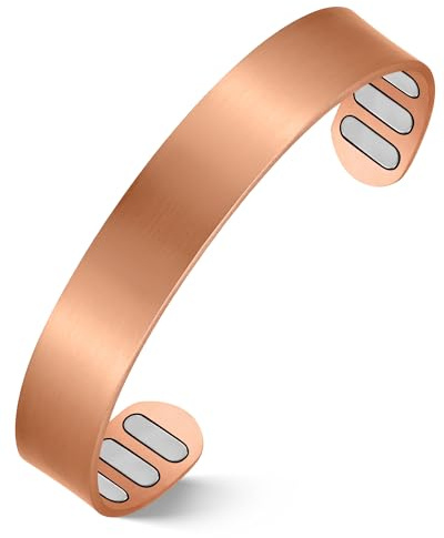 Jeracol Copper Bracelet for Men with 9X Ultra Strength Magnet (Each 5000 Gauss),99% Pure Copper magnetic bracelet, Adjustable Length with Gift Box