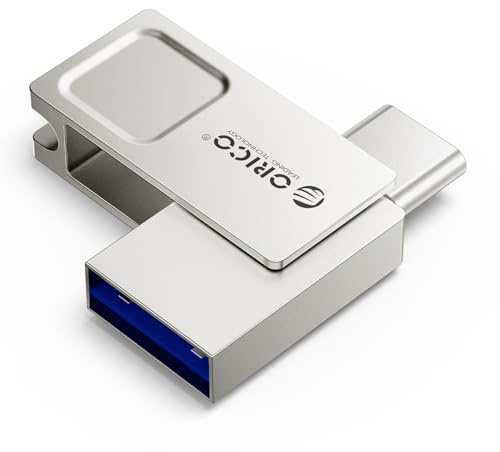 ORICO USB-minne 32 GB mini USB 3.2 Gen 1 typ A och USB-C flash-enhet med nyckelring minnessticka OTG för Android smartphones, iPhone 15/16/17, MacBook och iPad, surfplatta, plug and play