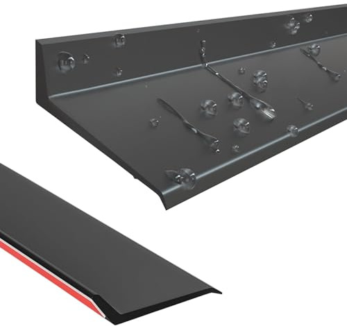 Deviazione nera autoadesiva barriera impermeabile, barriera antivento per porte e finestre davanzale, robusta e durevole, per evitare il riflusso dell'acqua piovana (5,5 cm x 250 cm)