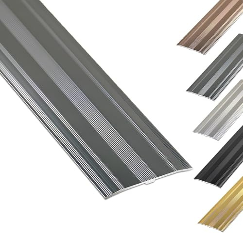 6cm Extra Wide Aluminum Carpet Cover Strip Door Bar Trim - 90cm/105cm/150cm Premium Doorway Threshold Transition For Floor Gaps(Grey,110cm/43.3in)