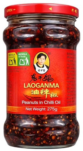 LaoGanMa Peanuts in Chili Oil 275g – Salsa Picante China con Cacahuetes Crujientes – Aceite de Chili Auténtico para Ramen, Dumplings y Arroces - Lao gan ma - Distribuido por Laborawi
