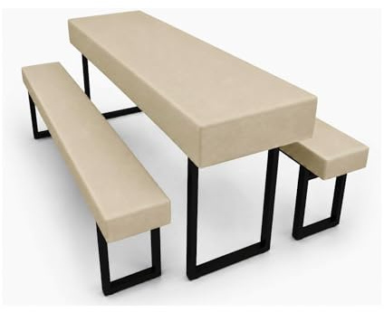 Claseba 3-teilige Bierzeltgarnitur-Auflage mit sicherem Halt, bestehend aus 2 Bierbank Hussen und 1 Biertisch Husse. Waschbar, rutschfest und windfest. Farben und Größen wählbar. (Beige, 220 x 50)