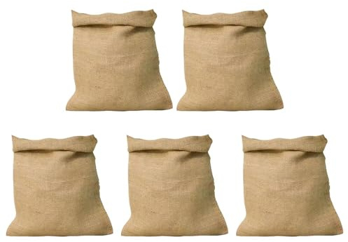 Jutesäckar 40 x 60 cm 5-pack Naturlig Andningsbar Organisatör | a Jutesäckar för Morötter, Frukt, Växter, Träd, Jord, Sand, Plantering, Förvaring, , Växthus, och