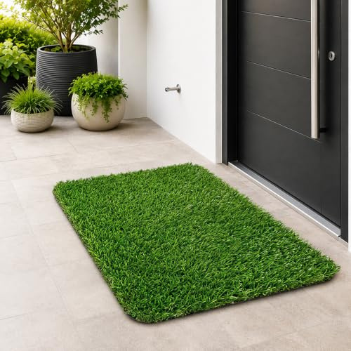 Minicoco Artificial Fake Grass Door Mats Garden Doormat Outdoor Rug 50x80cm