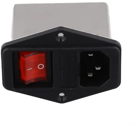 Filtre secteur 3 A IEC - Filtre anti-interférence - Boîtier en métal - Pour routeur audio HiFi - Suppression des interférences EMV - Compact - 65 x 49 mm (CW2C-3A-T)