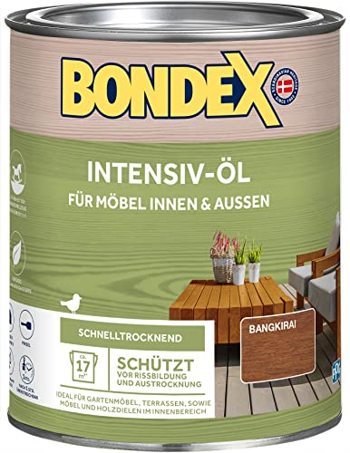 Bondex 381185 Intensiv-Öl bangkirai 0,75 L für 17 m²Holzöl, Holzpflegeöl, Terrassenöl mit UV-Schutz & Anti-Rutsch-Effekt, Wasserbasiert