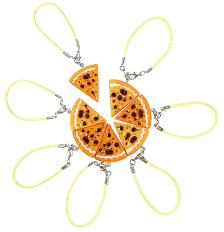 Llavero colgante de pizza 7 piezas, llavero de amistad regalo de pizza mejor amigo collage imagen regalo de amigo llavero para niñas y estudiantes graduados
