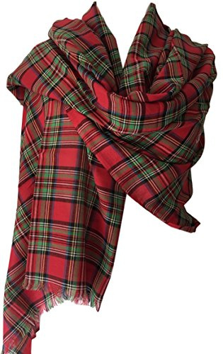 Purple Possum® Royal Stewart Tartan Scarf Ladies Red Green Plaid Wrap Shawl Mens Cotton Stuart Checked Fair Trade