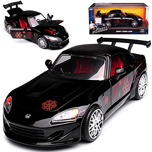 Hon-da S2000 Schwarz Johnny Fast & Furious The Fast and The Furious 1/24 Jada Modell Auto mit individiuellem Wunschkennzeichen