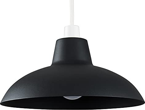 MiniSun | Retro Style Matt Black Metal Ceiling Light Shade | Pendant Lights, Home Décor & Improvement Essential | 288mm Shade Width
