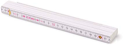 Metrie Zollstock – Gliedermaßstab 2m | Meterstab, Maßstab - Weiß | Duplex Teilung, Hergestellt in der EU | Robuster & Präziser Holz-Gliedermaßstab | für Handwerker, DIY | BLOCK 72-1 Stück