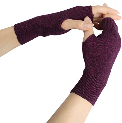 Larcele Kaschmir Damenwärmer Fingerlose Handschuhe BZST-02 MEHRWEG (Violett)