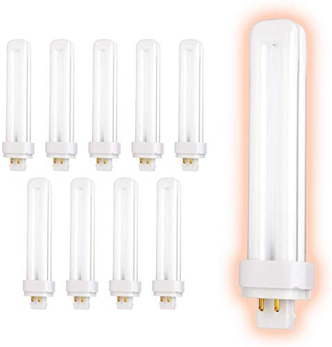 GoodBulb 26 Watt CFL Light Bulbs 4 Pin G24Q-3 Base 4100K Cool White 26W High Output 1800 Lumens Double Tube Compact Fluorescent Light Bulbs Plug-in Long Term Care Lighting 10 Pack