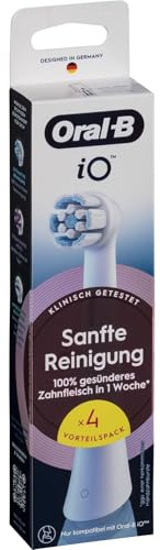 Oral-B iO Sanfte Reinigung – ORIGINAL Aufsteckbürsten für Elektrische Oral-B iO Zahnbürsten – Bürstenköpfe, Zahnbürstenaufsatz, Ersatzbürsten für empfindliches Zahnfleisch – Weiß, 4 Stück