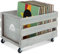 Stagecaptain SPK-100 GY Schallplattenkiste “Emil” - Aufbewahrungsbox für bis zu 100 LPs - aus Vollholz im Retro-Design - 4 lenkbare Rollen - auch für vieles andere bis 25 kg verwendbar - Grau