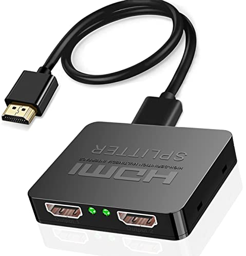 Yiany Splitter HDMI 4K 3D 1 in 2 out SPLITTER HDMI 1080P per doppio monitor - Duplica 2 stesse uscite, non si estendono - HDCP2.2 per Xbox, PS4/3, lettore Blu-Ray, DVD, HDTV