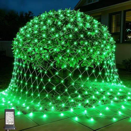LitHome 14.8FT x 5FT Christmas Net Lights Outdoor Mesh Lights,300 LED St Patrick’s Day Net Light for Bushes Connectable,8 Modes Green Giant Mesh Light Waterproof for Christmas Garden Party Roof Decor