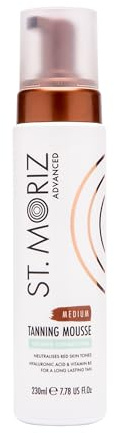 St Moriz Advanced Color Correcting Self Tanner Mousse in Medium - Instant Self Tanning Foam for Face & Body - Long Lasting & Streak Free (No Tanning Mitt) - (7.78 fl oz)