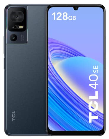 TCL 40 SE 128GB - Smartphone de 6.75 (Pantalla 90Hz, 4GB-128GB, Ampliable MicroSD, Dual SIM, Cámara 50MP, Batería 5010mAh, Doble Altavoz estéreo, Android 13.) Dark Grey