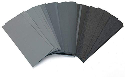 Papel de lija abrasivo resistente al agua, papel de lija, 90 unidades, 9 x 3,6 pulgadas, papel de lija surtido 400 600 800 1000 1200 1500 2000 2500 3000, papel de lija impermeable abrasivo húmedo/agua