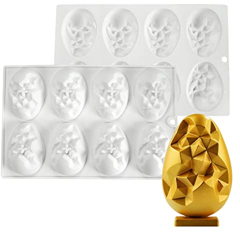 Mostsom 8 Cavity Easter Egg Silicone Mold for Chocolate, Baking Pan for Party Fondant Candy Jelly Dome Mousse Cake Topper Making (E)