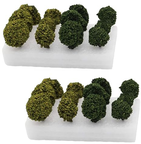 Wanwanzi 24 arbustos mixtos de arbustos en miniatura para grupos de vegetación – Arbustos de césped artificial realista – para modelos de ferrocarriles y terreno de juego de guerra