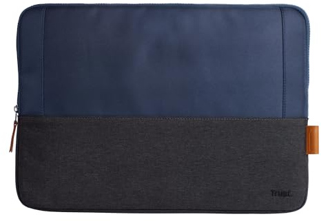 Trust Lisboa Laptophülle 16 Zoll, Laptoptasche Business Sleeve, Blau | aus Recycelten PET-Flaschen, Arbeitstasche, Tasche Herren Damen für MacBook Notebook HP Dell Asus Lenovo Reisen