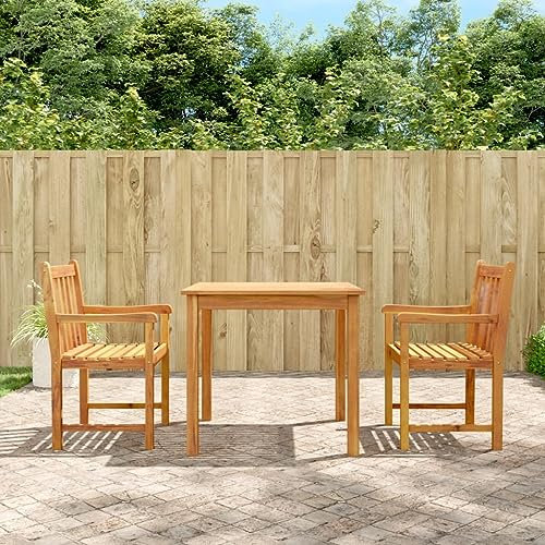 Homgoday Set da pranzo da giardino 3 pezzi in legno massello di acacia, sedia seduta poltrona tavolo cucina esterno terrazza patio balcone mobili tipo 1