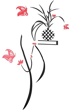 OSALADI 1ensemble Sticker Mural Orchidée Décoratif Autocollant Amovible Pour Salon Et Chambre Design Chinois Élégant