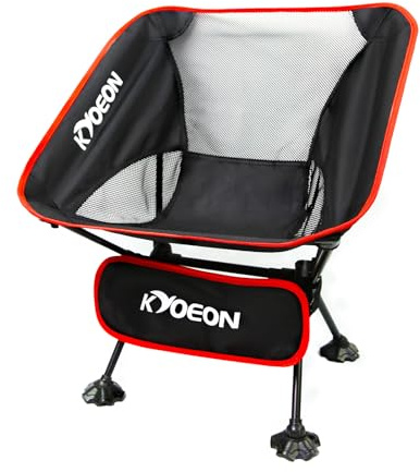 KYOEON Campingstuhl Faltbar, Ultraleichte Camping Stuhl, 150Kg Strapazierfähige Klappstuhl mit Robuster Rahmen & Bequeme Rückenlehnefür für Outdoor, Strand, Picknick, Wandern(Schwarz)