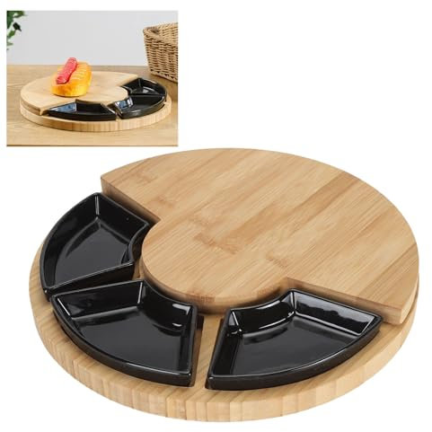 YLSZHYR Juego de Tablas de Queso, Tablas de Charcutería de Madera Bandeja de Carne de Queso Platos de Queso para Noches/Fiestas de Vino, Pareja, Regalo de Despedida de Soltera(Redondo)