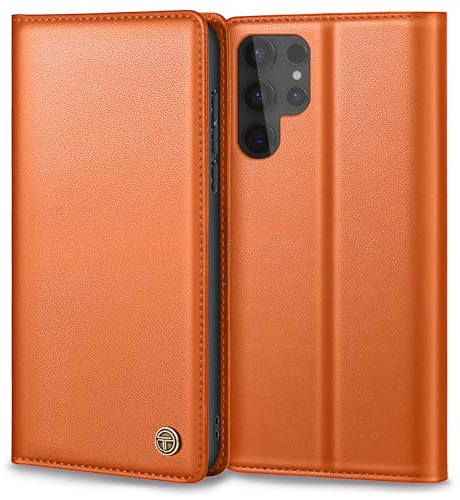 Handyhülle für Samsung Galaxy S24 Ultra 5G Hülle, Lederhülle Schutzhülle Tasche für Samsung S24 Ultra Hülle Wallet Kartenfach Standfunktion Klappbar Flip Case für Galaxy S24 Ultra Hülle, Orange