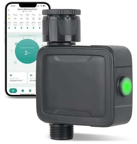 Landrip irrigatore giardino Automatica Timer Irrigazione Bluetooth, Sistema di Irrigazione, Programmatore Centralina Irrigazione per Prati e Giardini